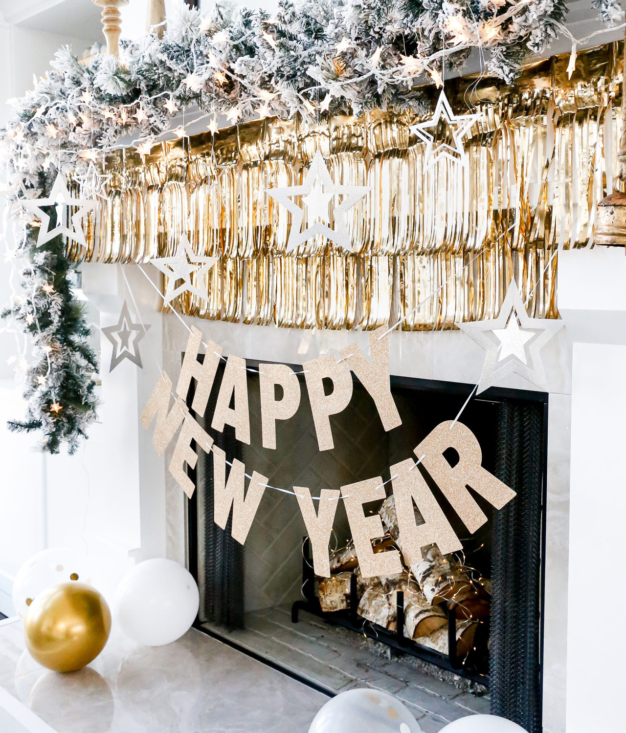 New Year’s Eve Fireplace Décor