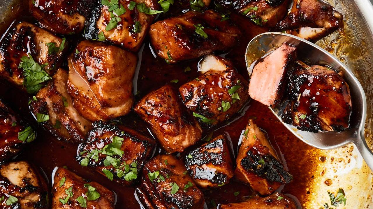 New Years Good Luck Food recipe ideas - Blackened Honey-Glazed Salmon Bites