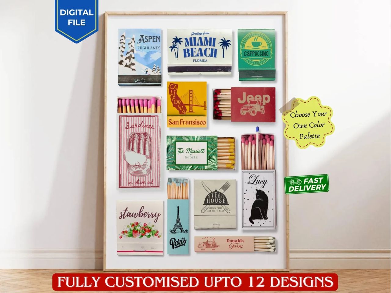 Personalized Matchbook Art Custom Print