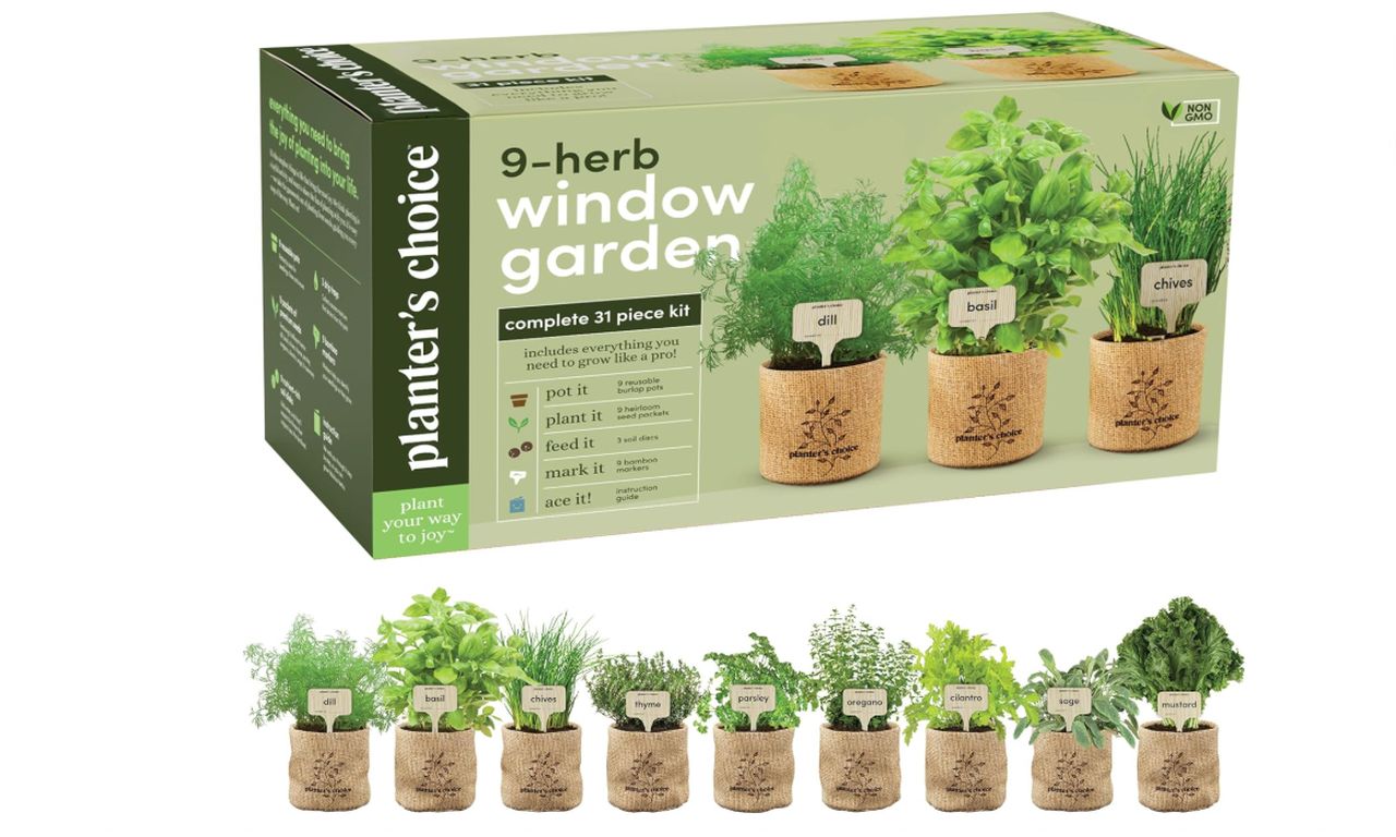 Planters’ Choice 9 Herb Indoor Window Garden Kit