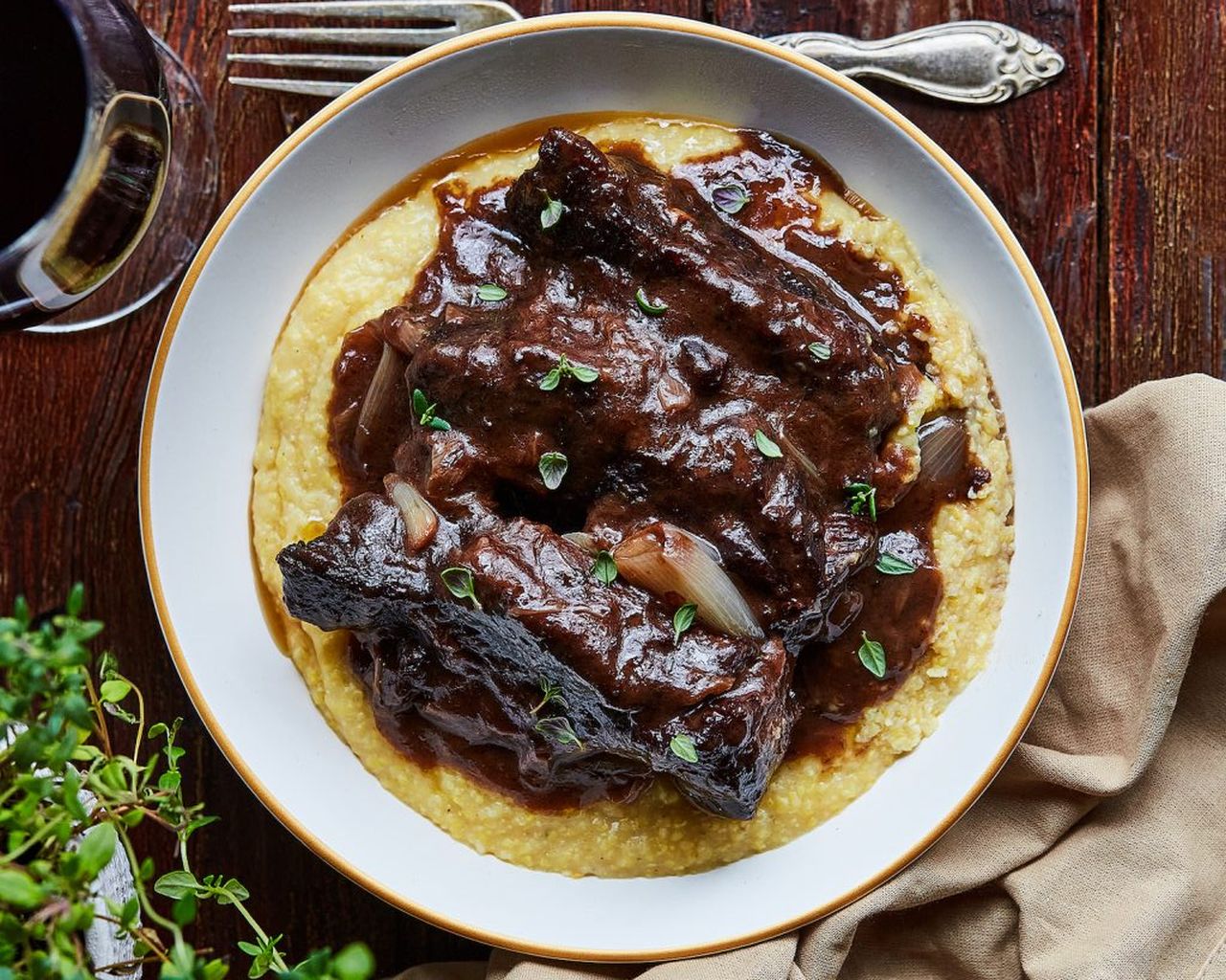 Red Wine Braised Short Ribs with Creamy Polenta