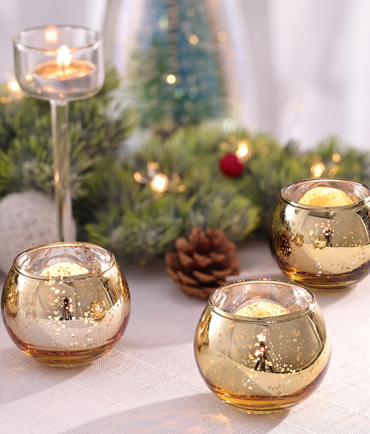 Round Gold Votive Candleholders