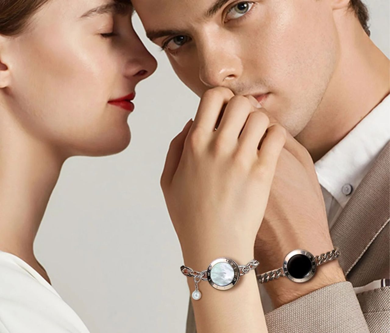 Soulmate 2.0 Touch Bracelets(Silver Cuban Chain+Silver Figaro Chain)