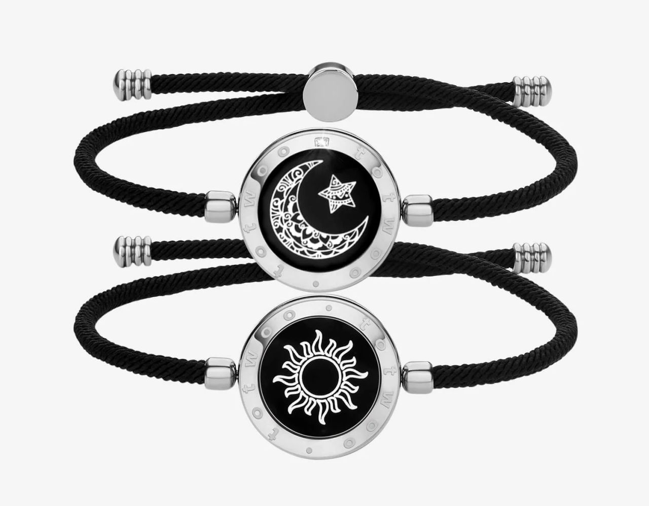 Sun & Moon Touch Bracelets with Milan Rope(Black+Black)
