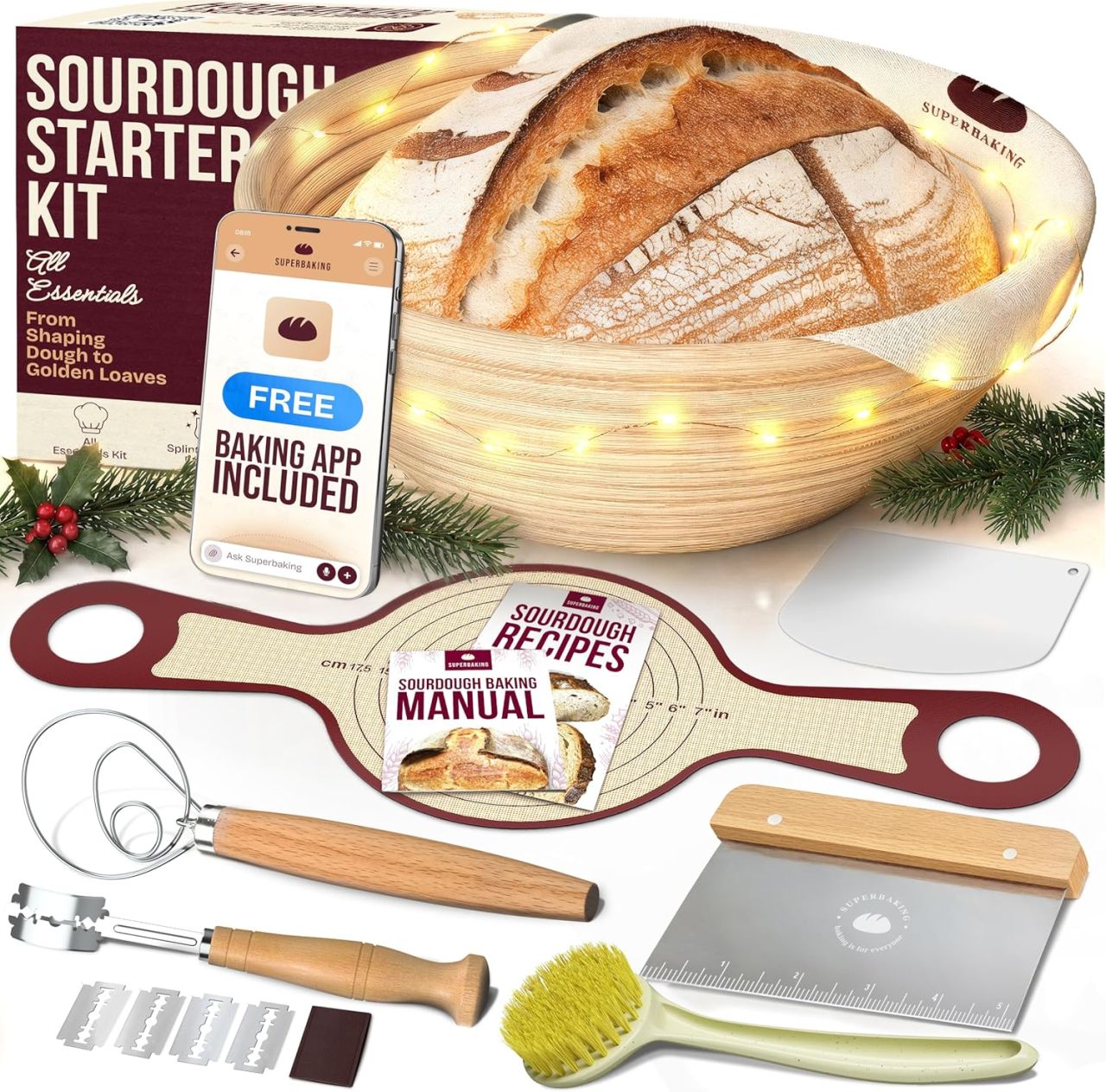 Superbaking Banneton Bread Proofing Basket Set