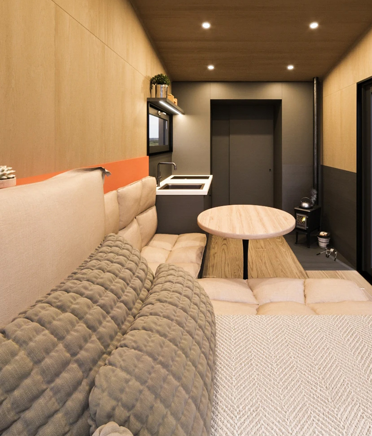 The Ambra tiny house has a de-cluttered interior