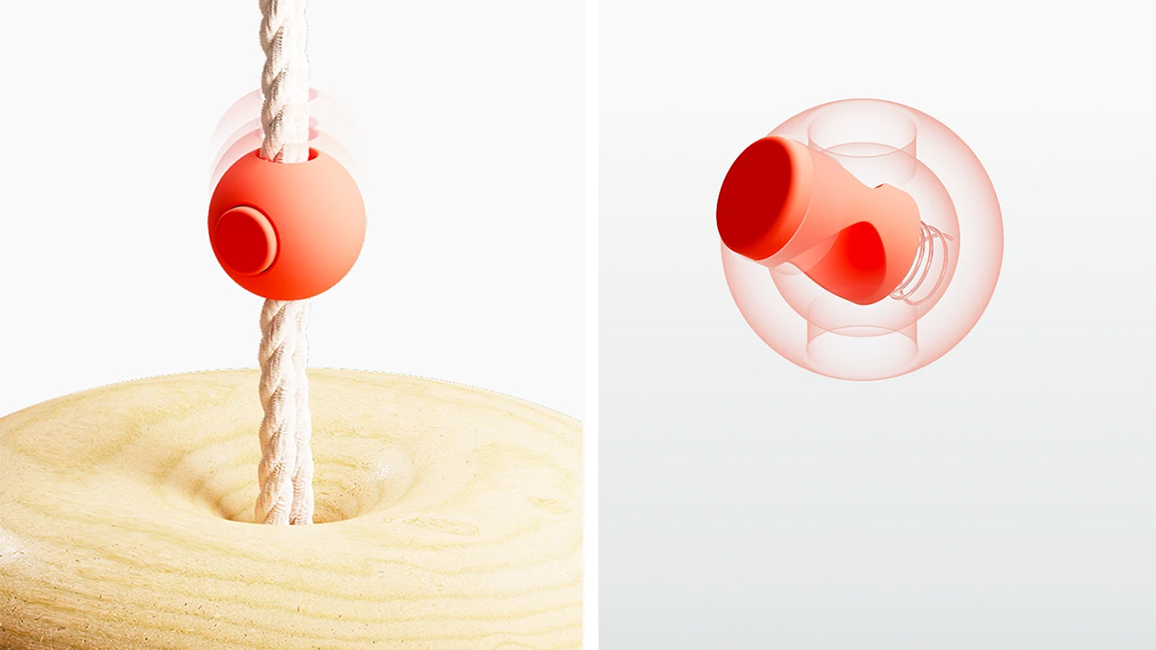 The red handle looks like a round ball is fully adjustale