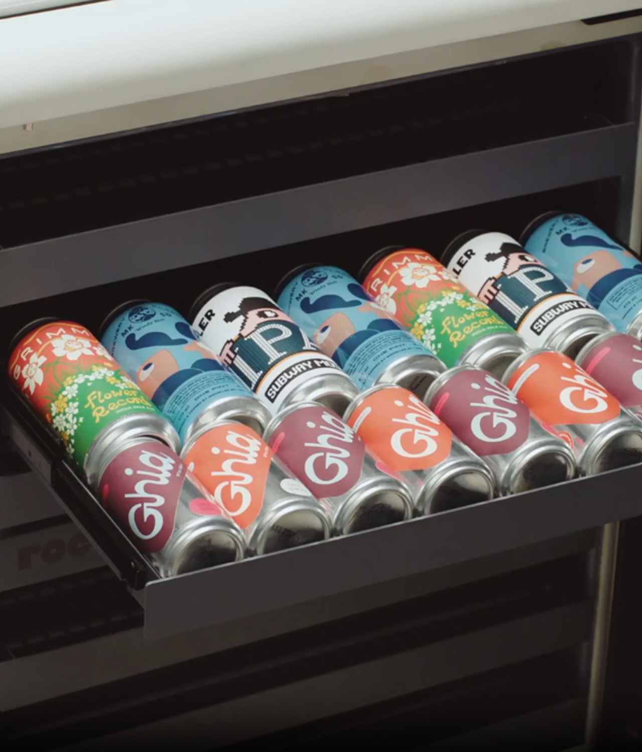 The Rocco Smart Fridge can store beer cans easily