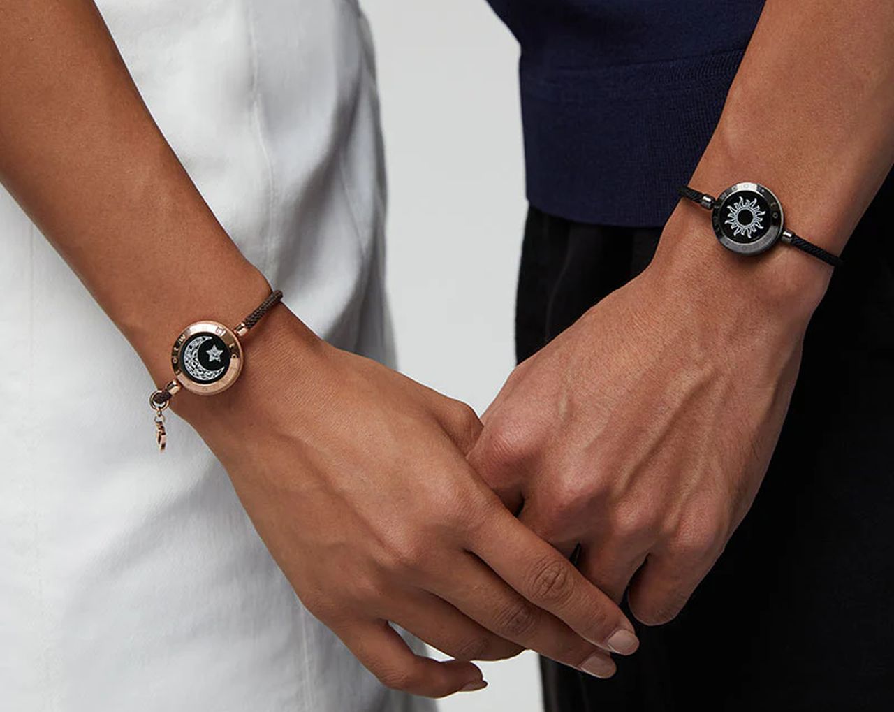 Totwoo Sun & Moon Touch Bracelets with Milan Rope (Black+Brown)