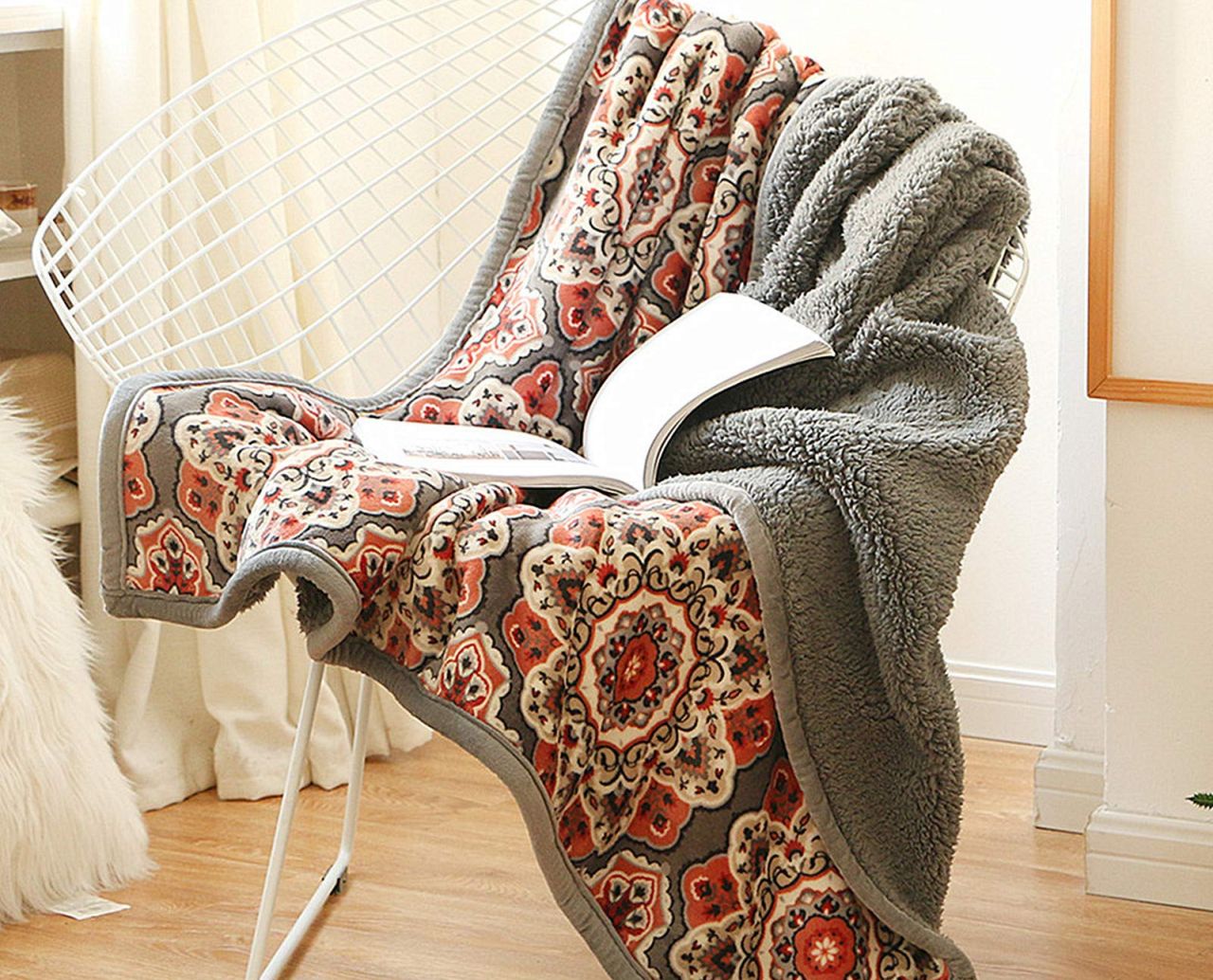 UKELER Flannel Sherpa Throw Blanket