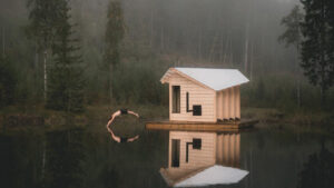 Watercave Floating Sauna on Lake in Rural Norway