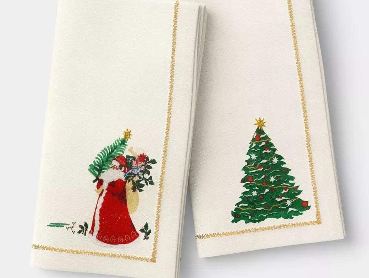 White Santa and Tree Napkins