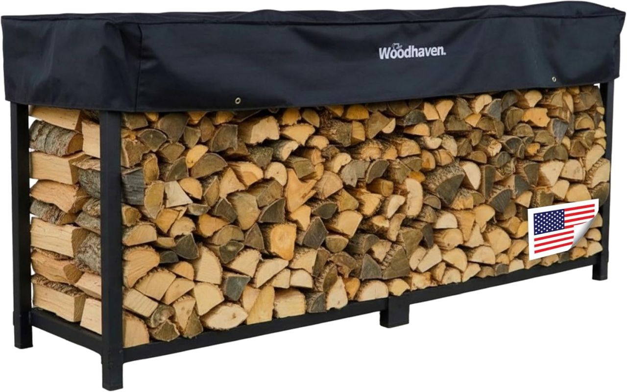 Woodhaven 8-Foot Firewood Rack with Cover