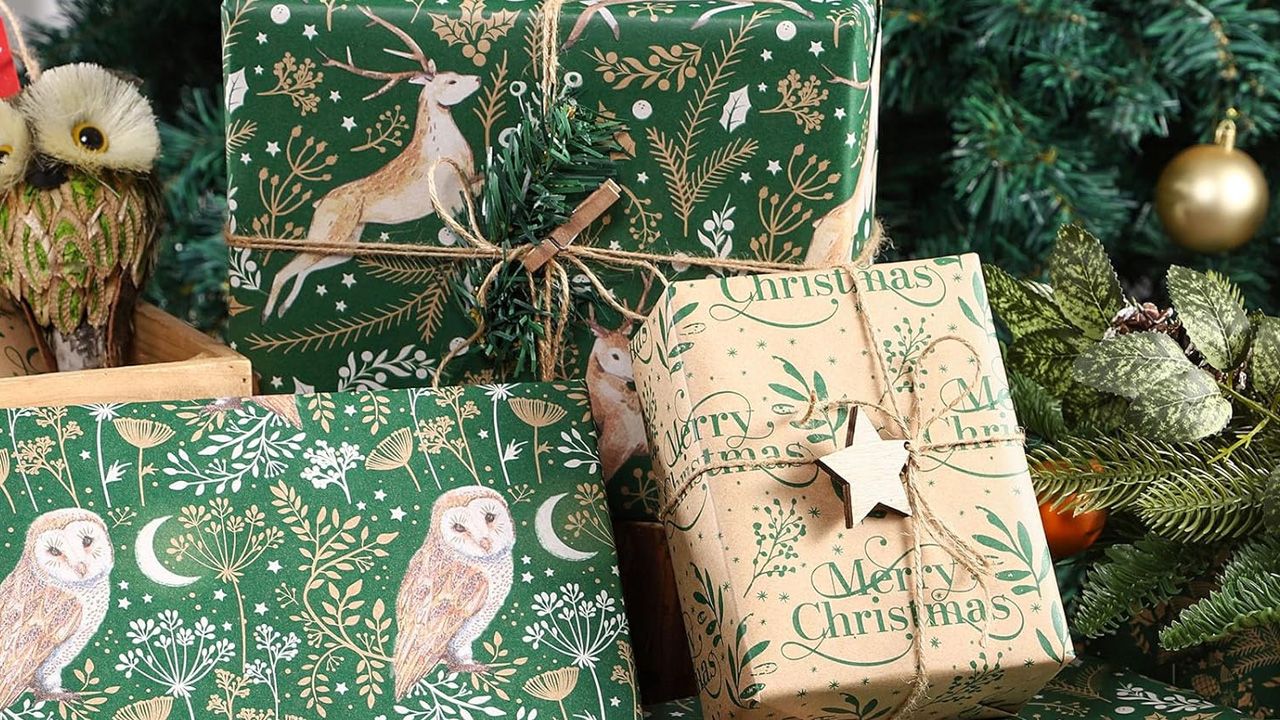 best Christmas gift wrapping paper - RUSPEPA Christmas Kraft Wrapping Paper