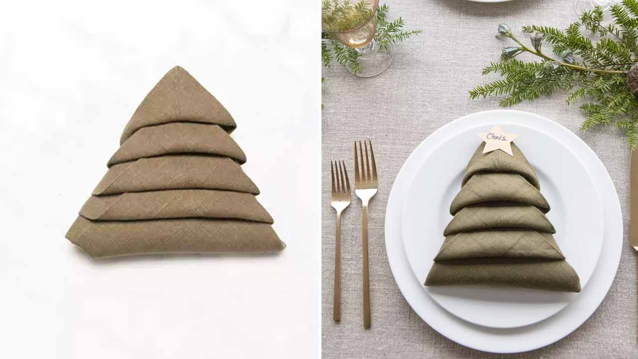Christmas tree napkin folding