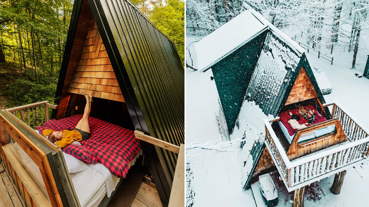 A frame cabin at evergreen cabins