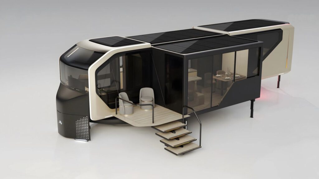 AC Future and Pininfarina AI-THt 24-ft Mobile Trailer Expands Living Space on Demand AC Future and Pininfarina AI-THt Trailer at CES 2026