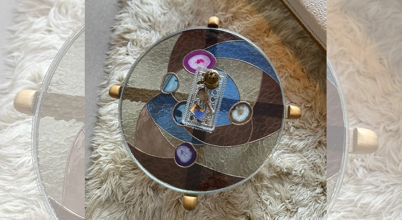 Agate Kaleidoscope Glass Table by Anthologist