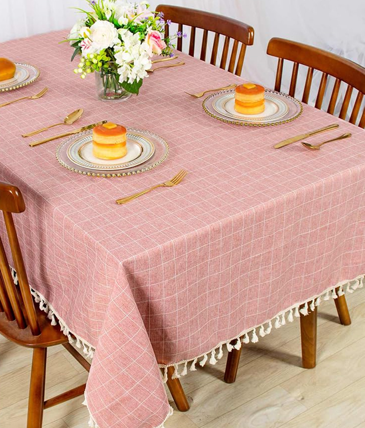 Blush Embroidery Tassel Tablecloth