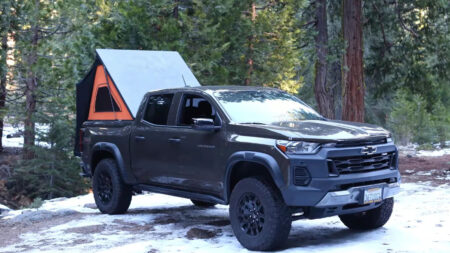 Pickup Truck Tonneau Cover Transforms Into Hard-Walled Tent in 90 Seconds This Tonneau Cover Transforms Into Hard-Walled Tent