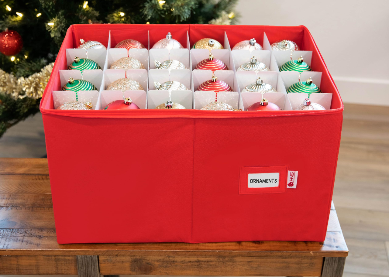 Christmas Ornament Storage Container with Dividers