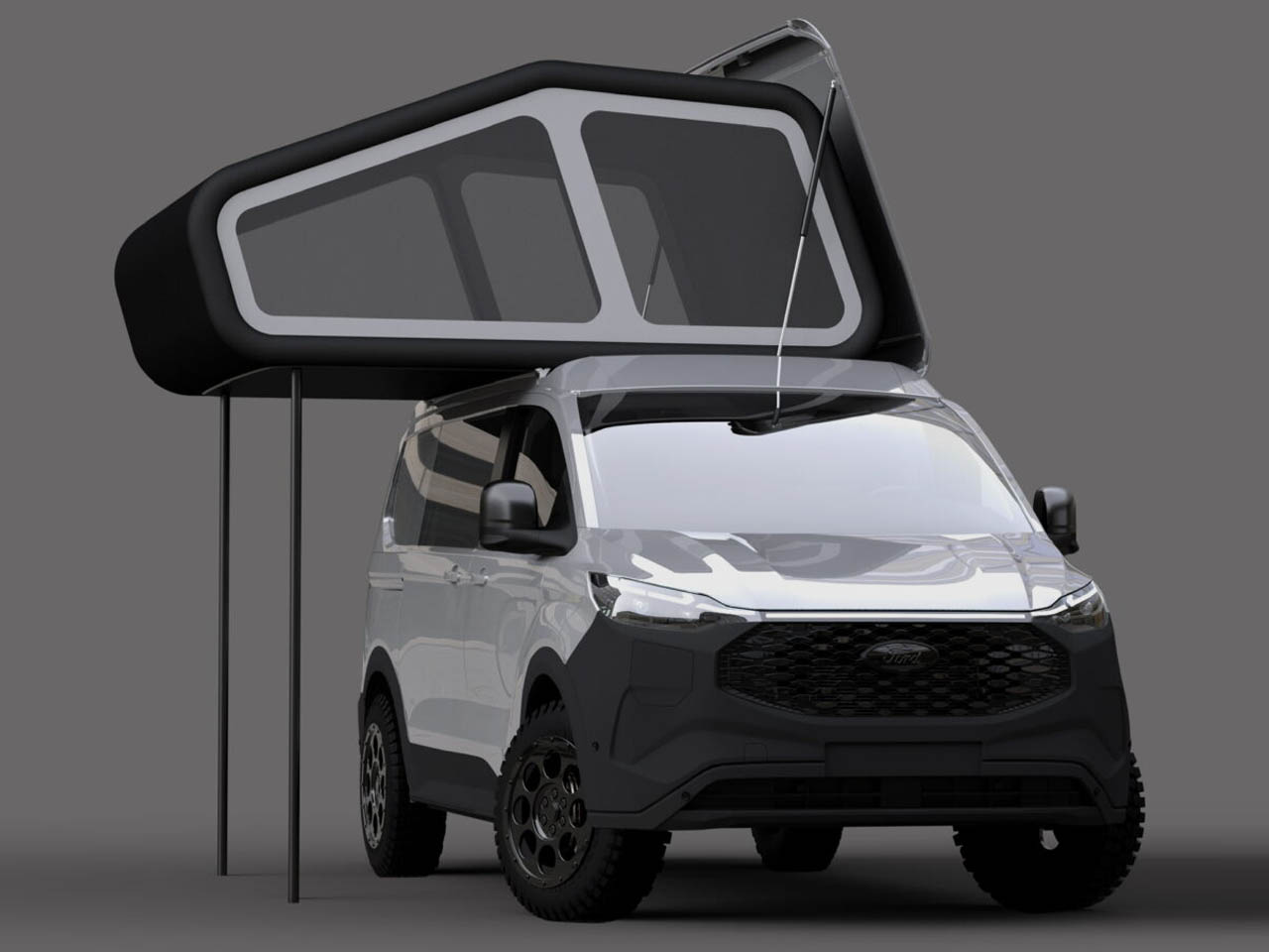 Freescape Camper Van With Side-Expanding Inflatable Pop-Up Roof Tent- side view 