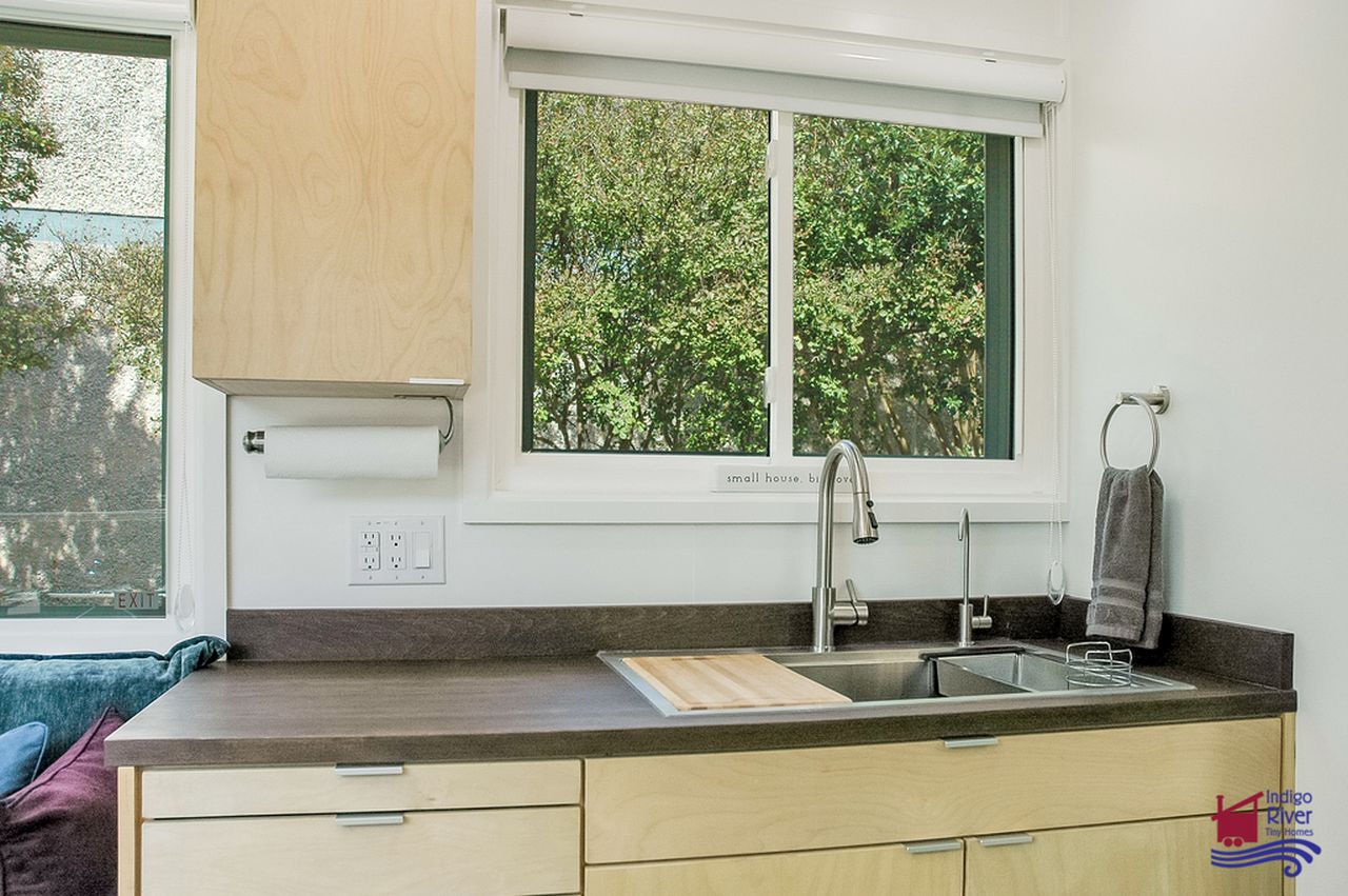 Indigo Go Tiny House Accommodates Everything on a Single Floor- kitchen with sink 
