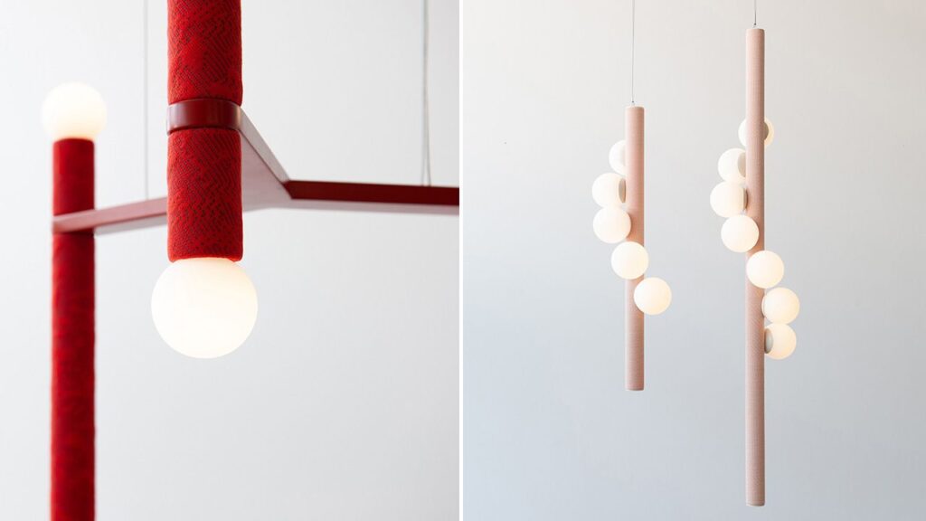 Knit Lighting Series Utilizes Recycled Materials, Traceable Yarns With 3D Patterns Knit Series by Hollis+Morris