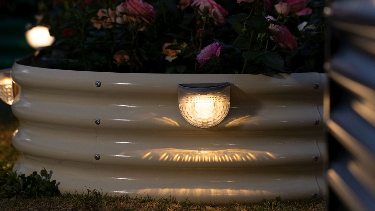 LandGuard Garden - 24-Inch Rectangular Galvanized Raised Garden Beds+2 Solar Lights