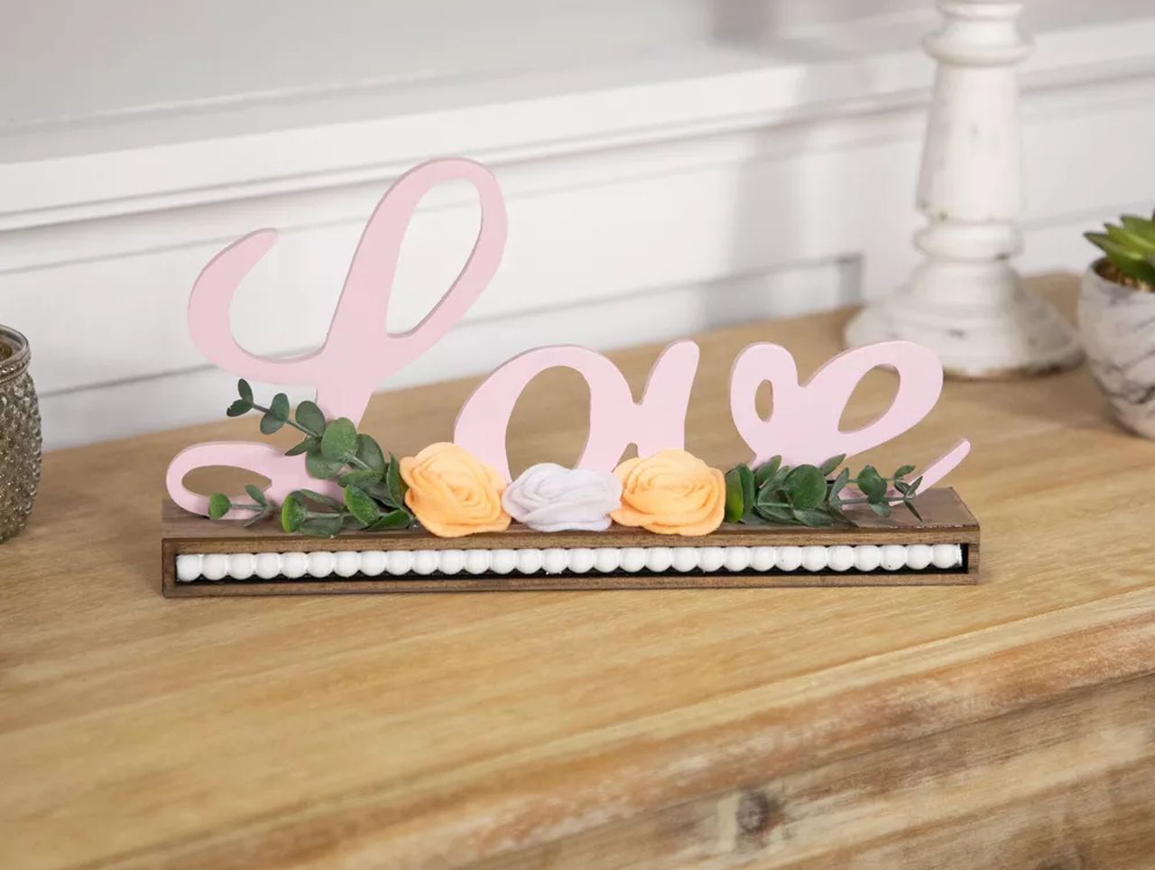 Love with Flowers Wooden Valentine's Day Sign