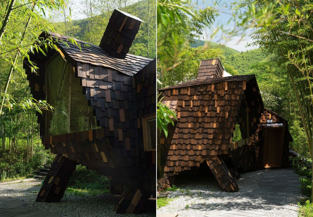 Meow House by JumpingHouseLab in China Blends Into Landscape and Frames Outside Views