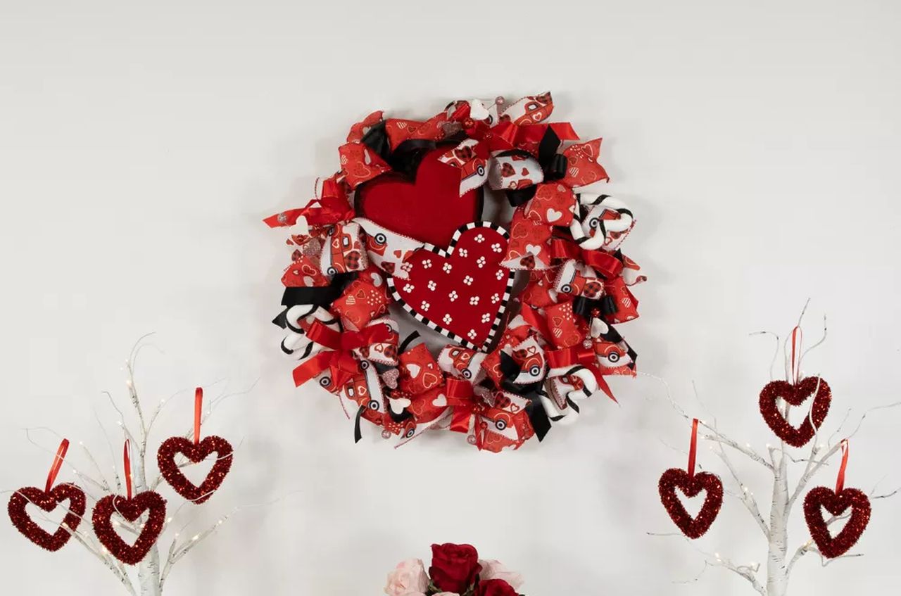 Northlight Ribbon and Twig Valentine's Day Wreath