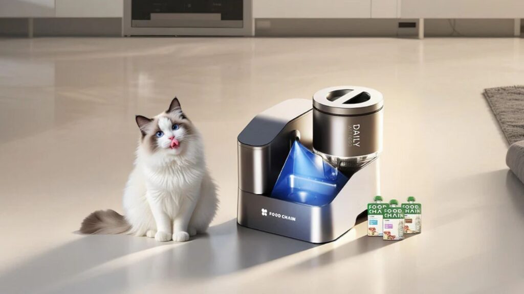 Petkit Robotic Pet Care System Identifies Multiple Cats, Tracks Their Individual Eating and Drinking Behavior Petkit robotic pet care system with ai camera