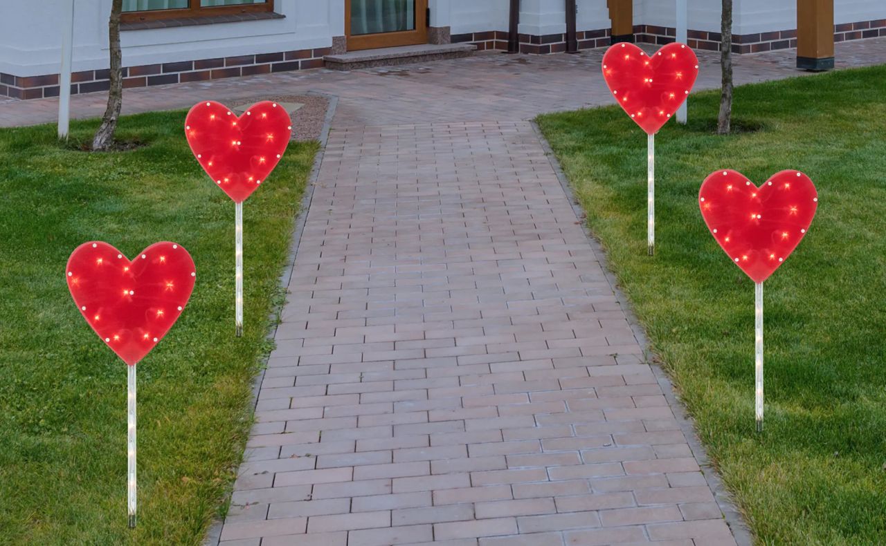 Red Heart Valentine's Day Pathway Marker Lawn Stakes