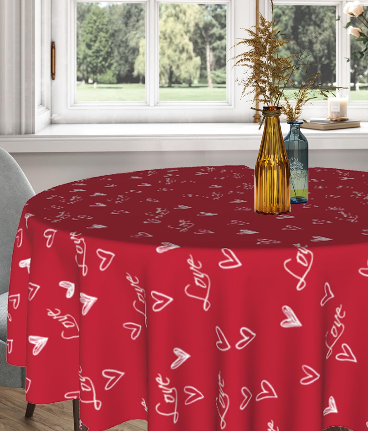 Red Love Hearts Tablecloth