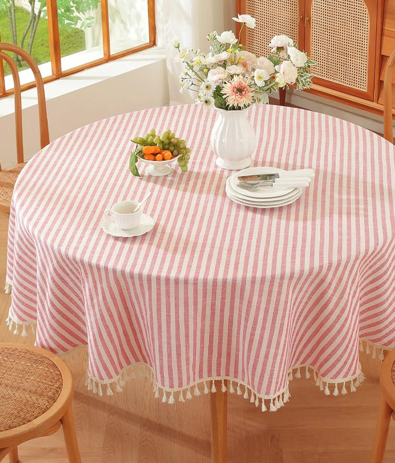 Red and White Striped Tablecloth