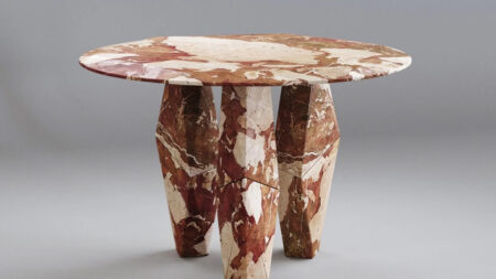Made From Multicolored Sicilian Marble, Duality Dining Table Evokes Earthy Charm Roksolana Denys Duality Dining Table