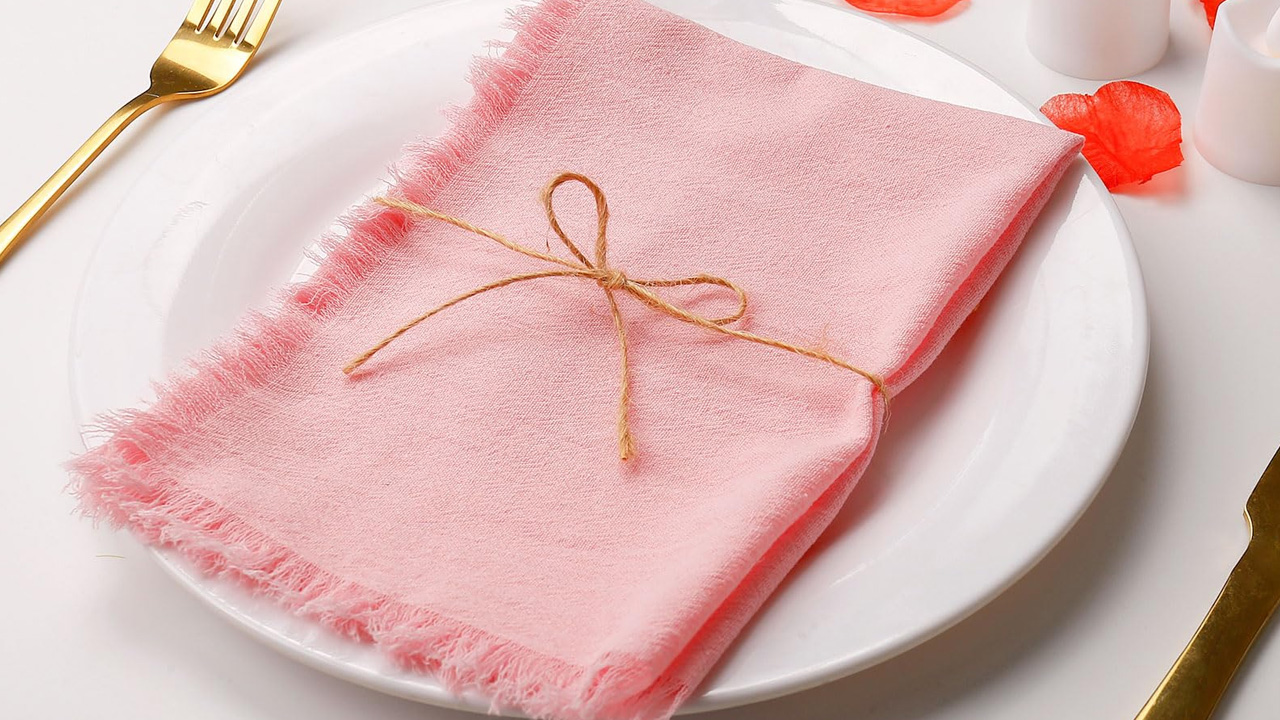 Soft Pink Fringe Cloth Napkins