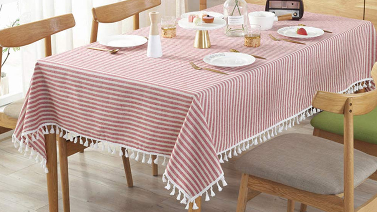 Striped Tassel Tablecloth