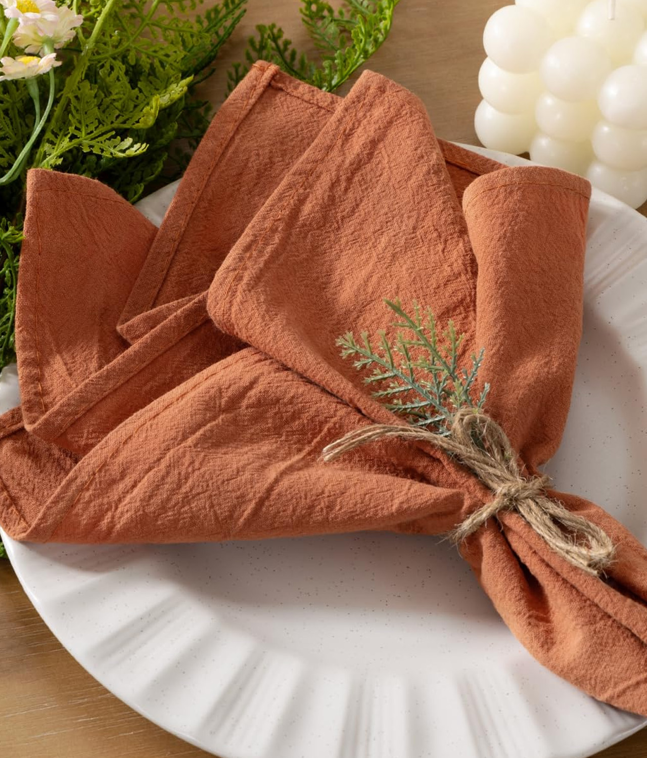 Terracotta Linen Cotton Napkins Set