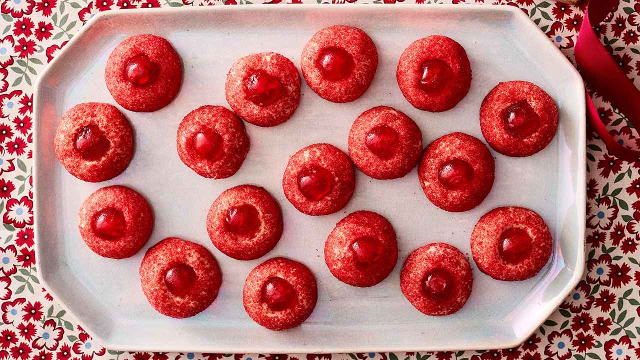 Red Cherry Thumbprint Cookies