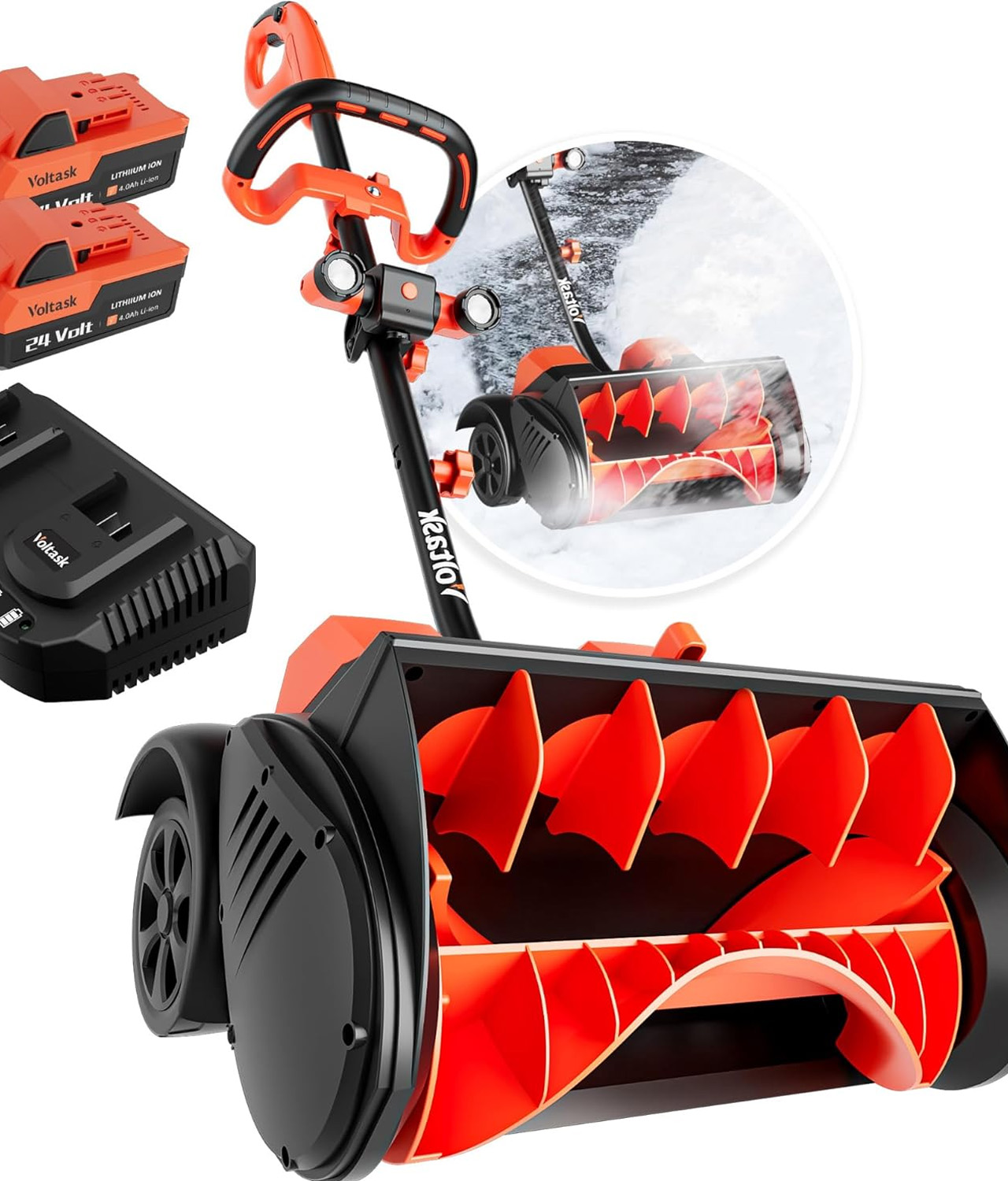 VOLTASK Cordless Snow Shovel On Wheels