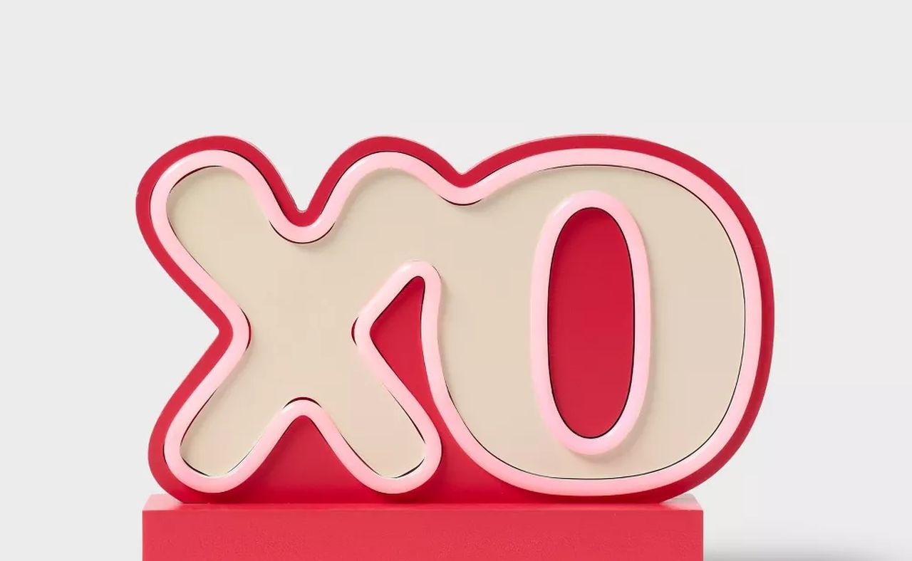 Valentine's Day Wood Base with Neon Tube Table Décor