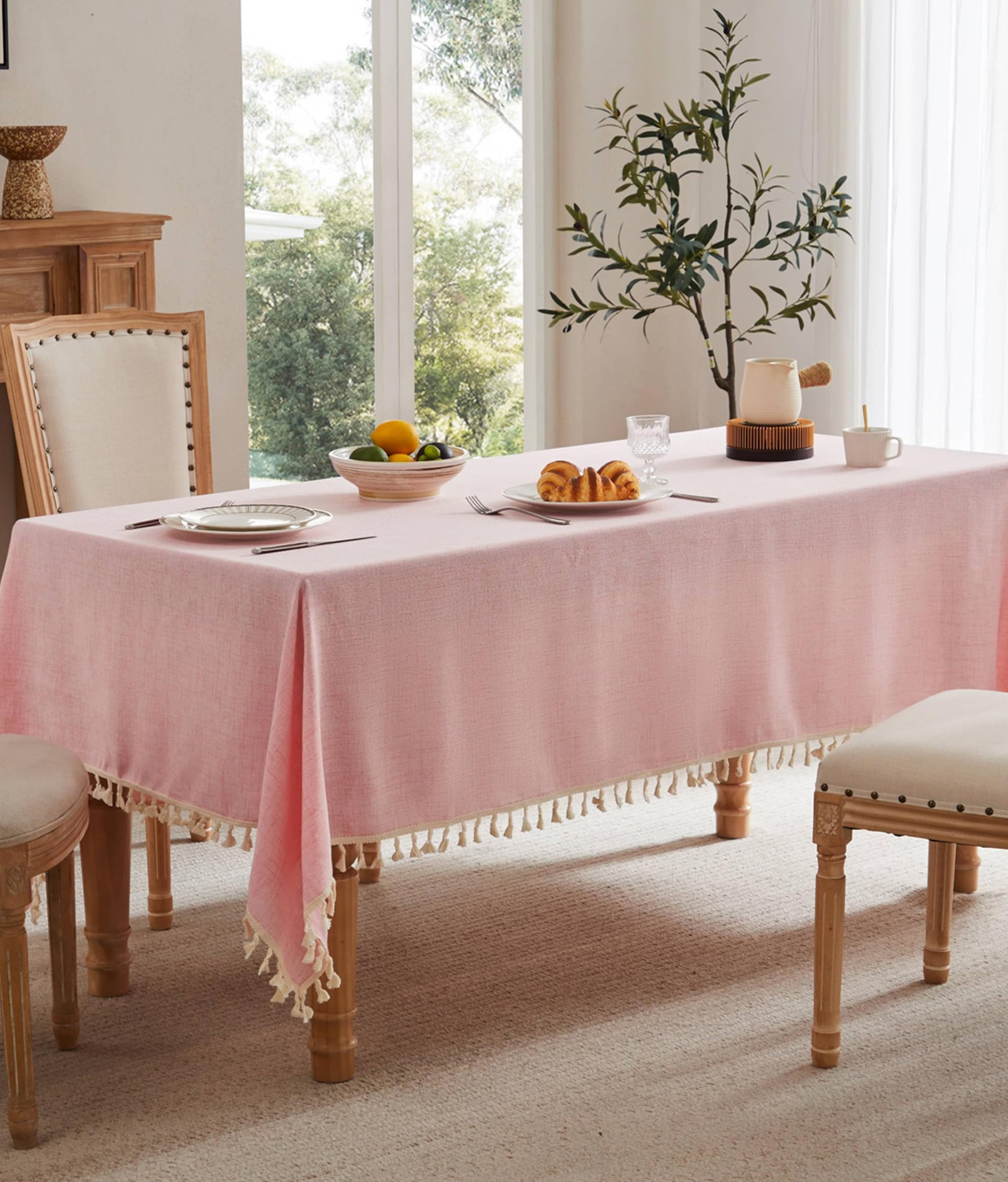 Water Resistant Tablecloth With Tassels-16
