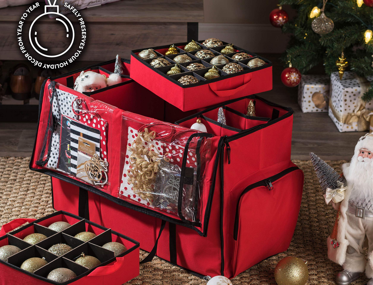 ZOBER All in One Christmas Ornament Storage Box
