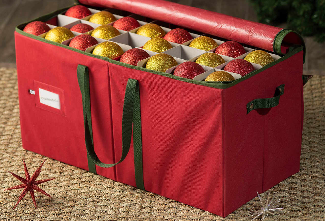 ZOBER Large Christmas Ornament Storage Box