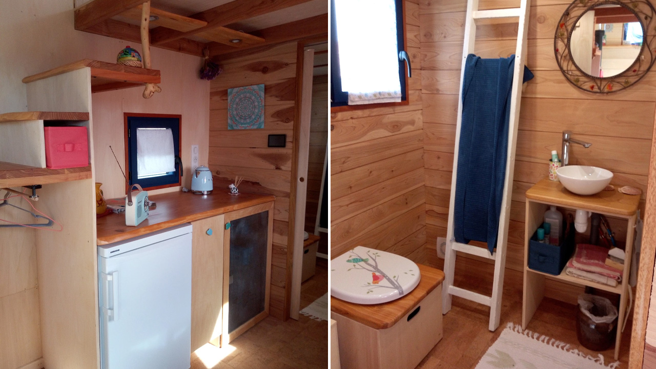 Tiny Birdy Tiny House kitchen and bathroom