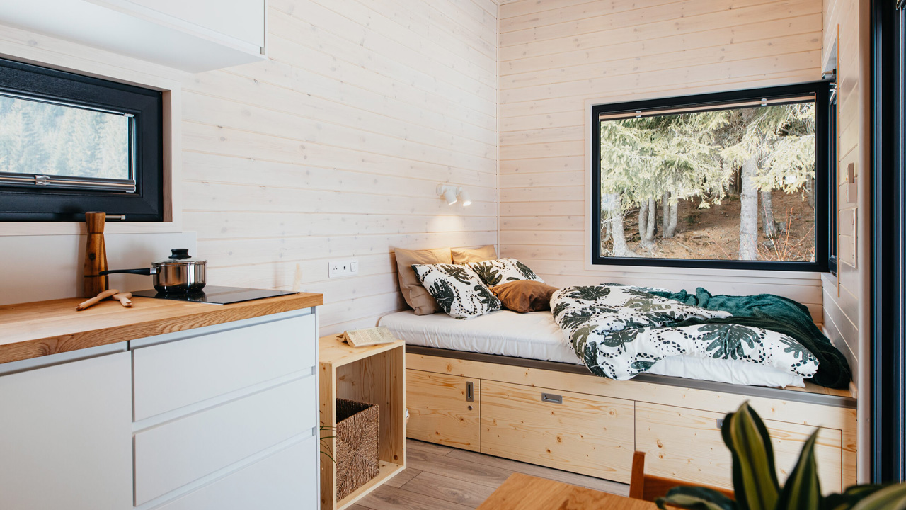 Tiny Rubik by Eco Tiny Homes base bedroom