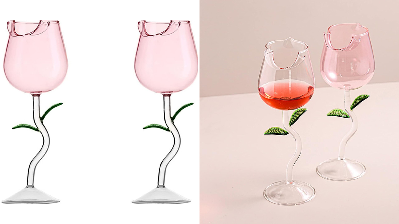 Rose Flower Wine Glasses