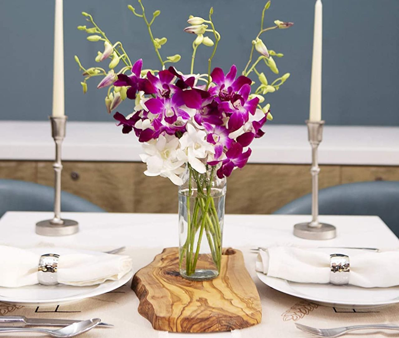 5 Purple and 5 White Orchid with Vase